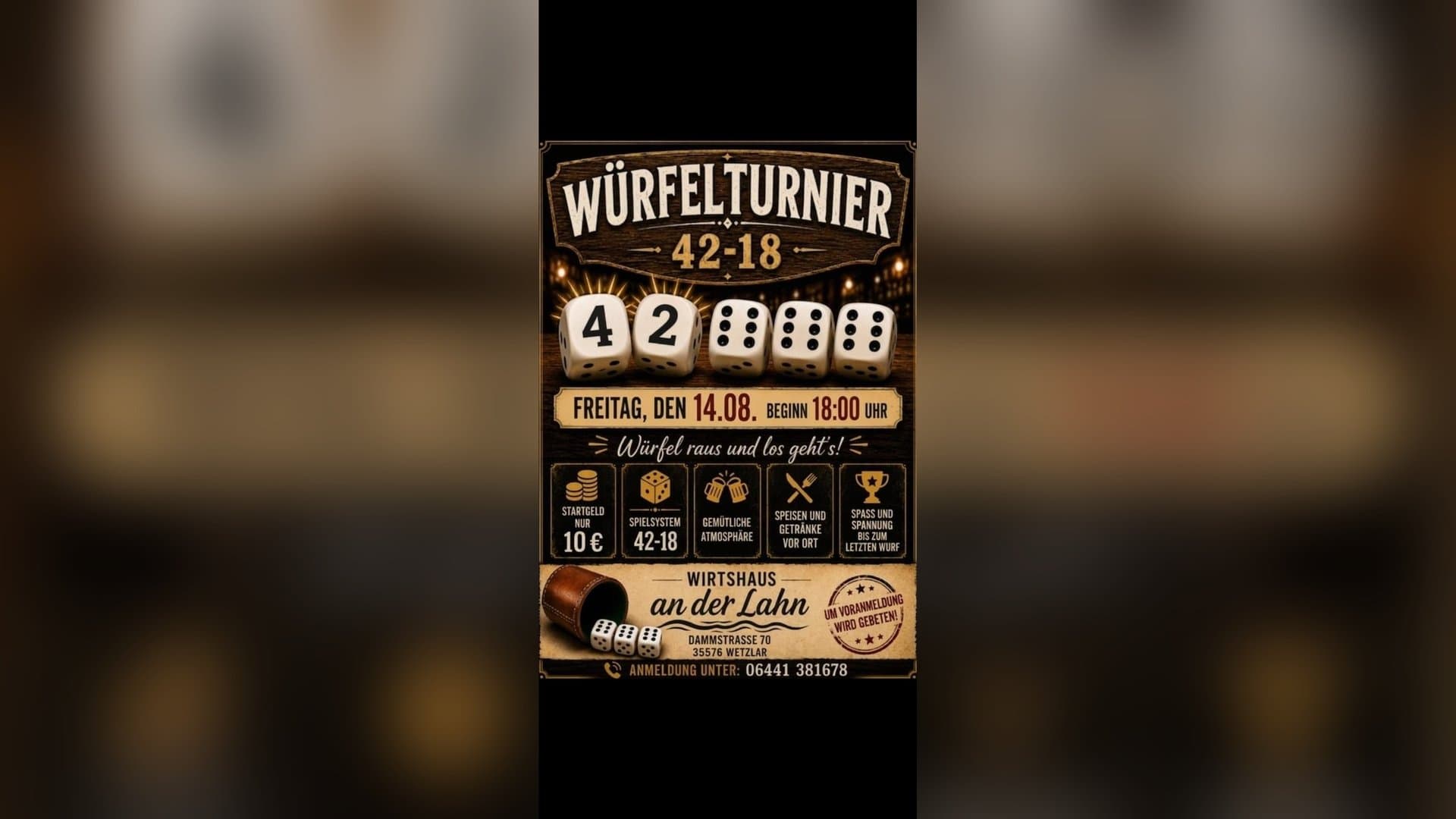 Würfelturnier im Wirtshaus an der Lahn - Veranstaltung in Wetzlar